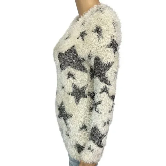 2/$15 Yoki Eyelash Star Furry Sweater Ivory Plush Size S - Picture 6 of 13